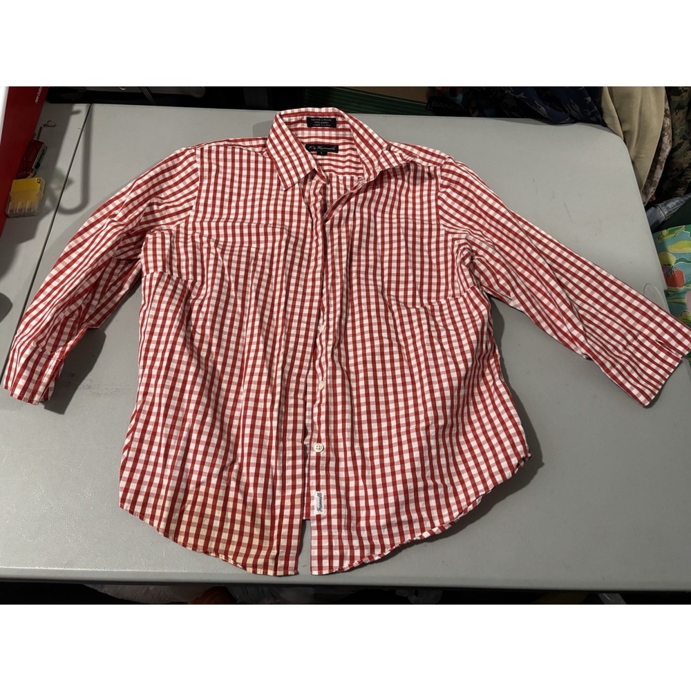 F. By Faconnable Nordstrom Large Plaid Red Shirt